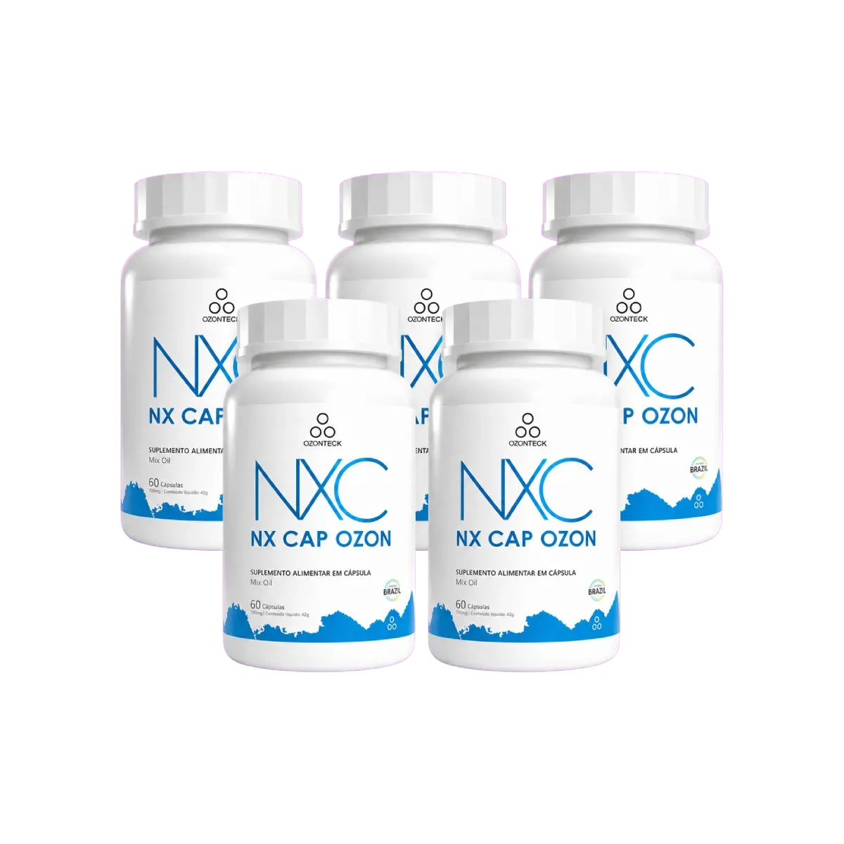 NX Cap Ozonteck kit com 5 frascos e 300 cápsulas