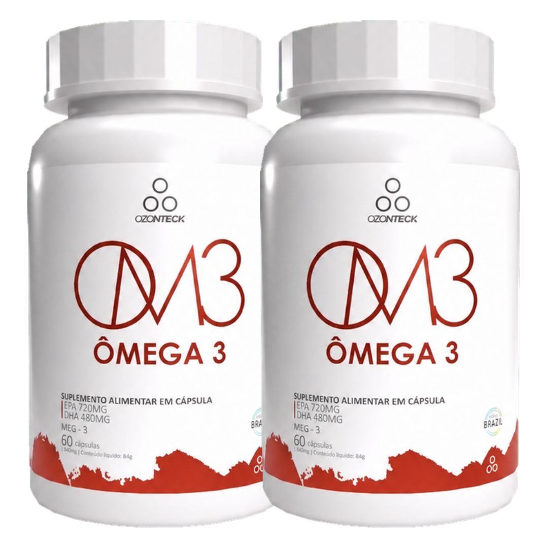 Ômega 3 Ozonteck kit com 2 frascos e 120 cápsulas