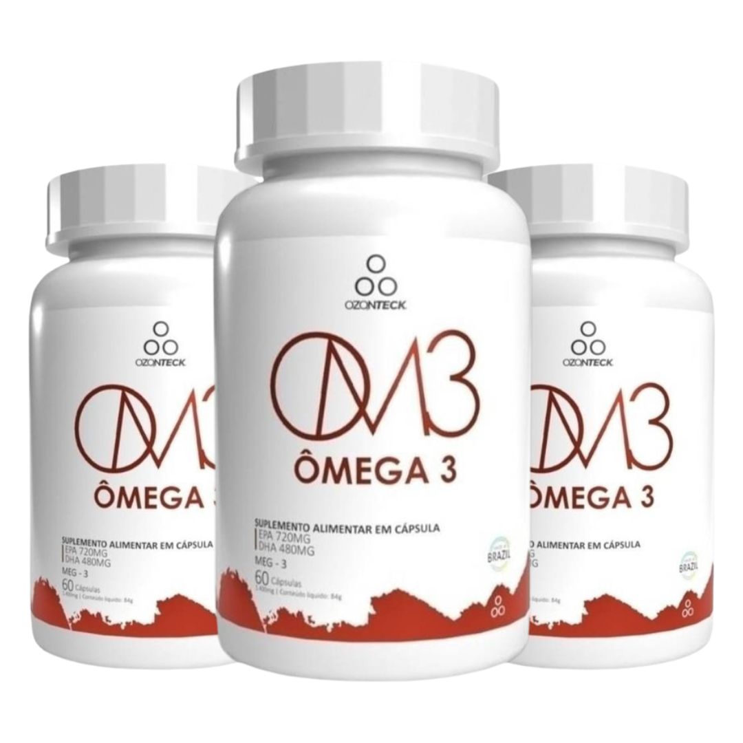 Ômega 3 Ozonteck kit com 3 frascos e 180 cápsulas