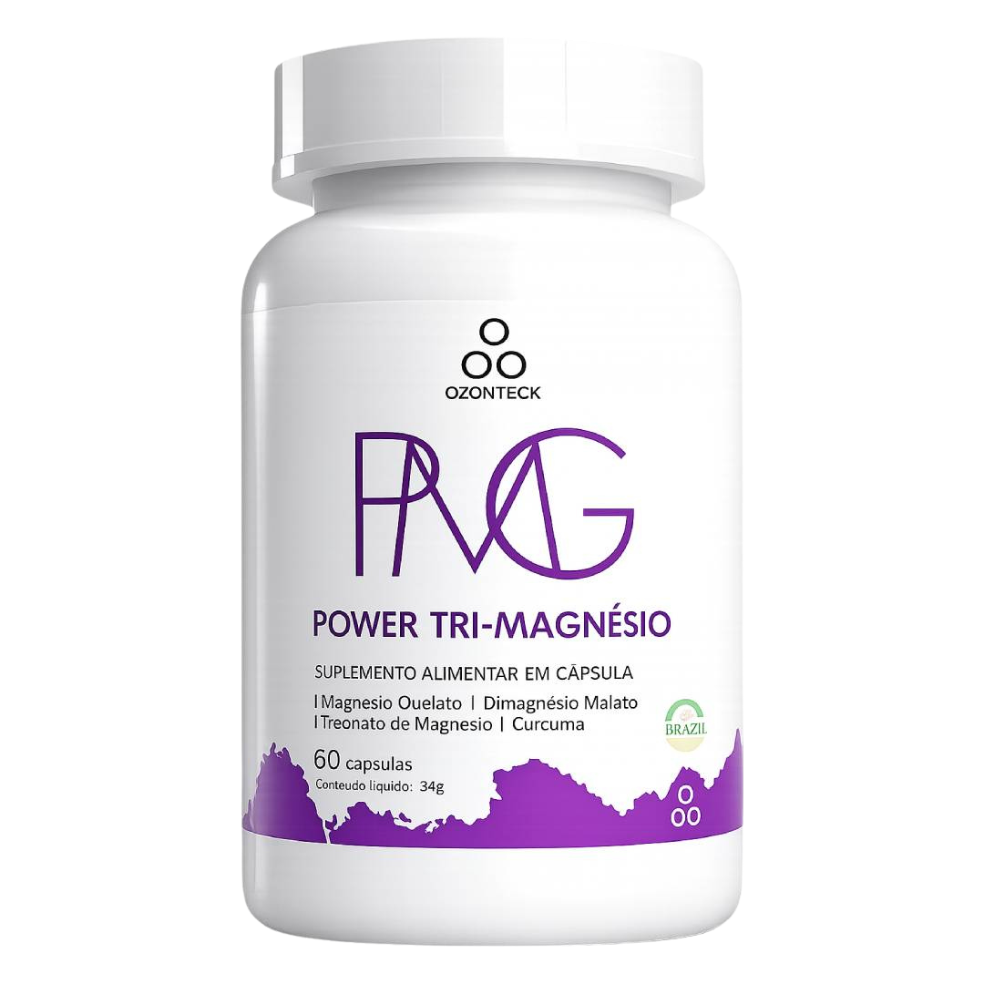 Power Tri-Magnésio Ozonteck com 60 cápsulas