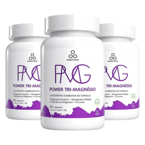 Kit com 3 Power Tri Magnésio Ozonizado 60 Cápsulas